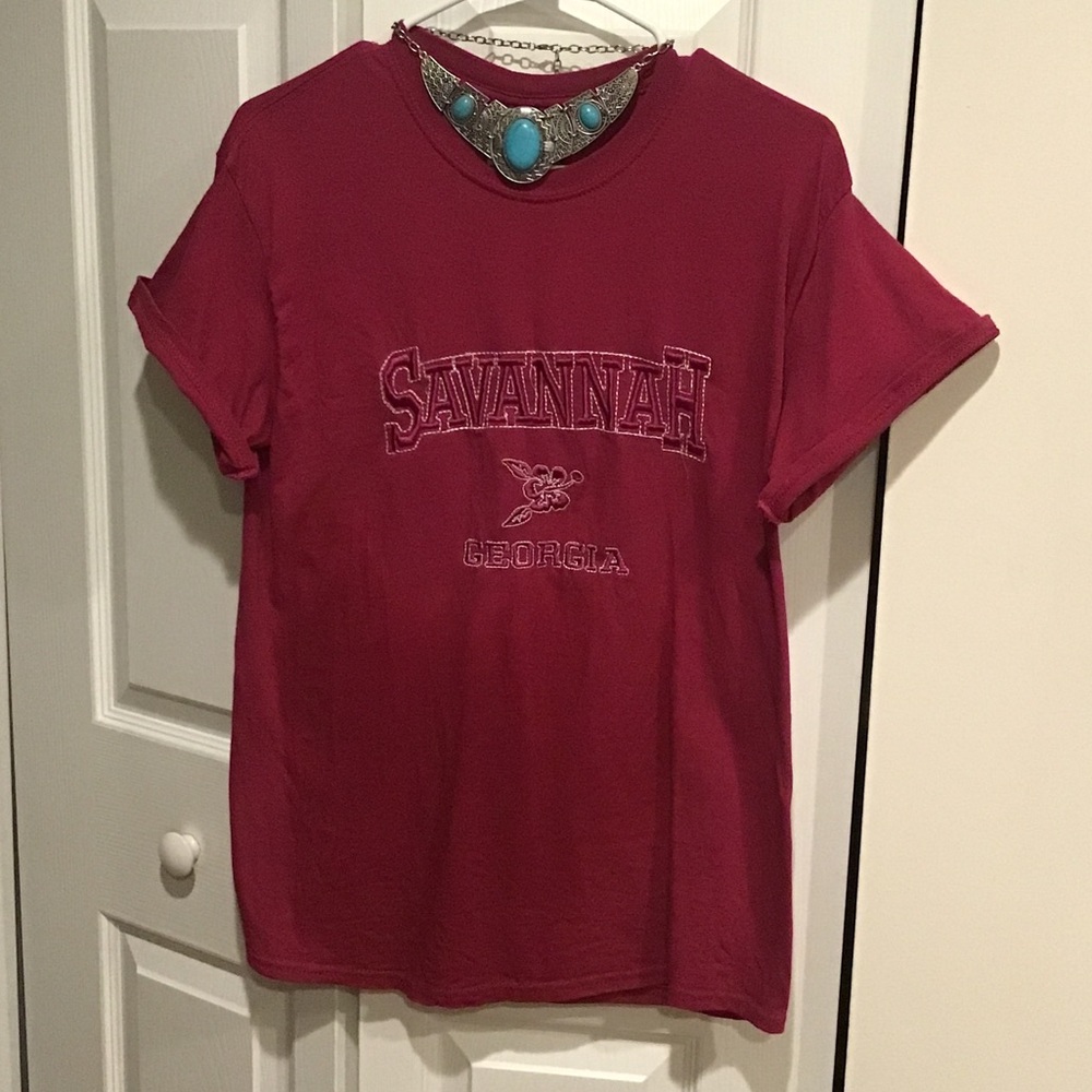 Raspberry  graphic Savannah Georgia tee